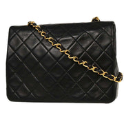 Chanel Black Lambskin Classic Square Flap Shoulder Bag 20 196000