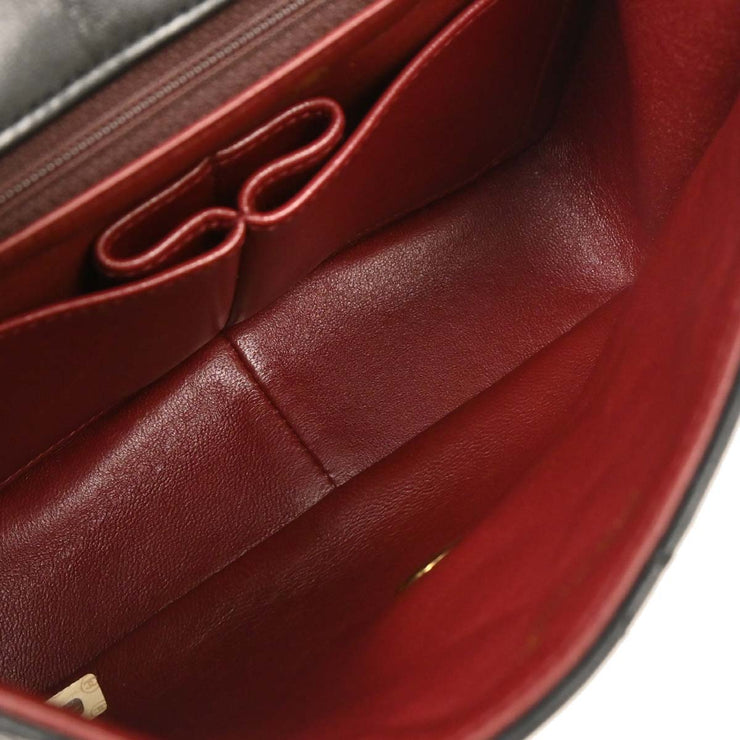 Chanel Black Lambskin Classic Square Flap Shoulder Bag 20 196000