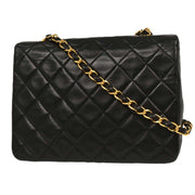 Chanel Black Lambskin Classic Square Flap Shoulder Bag 20 196001