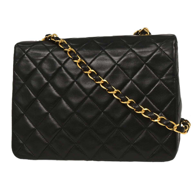 Chanel Black Lambskin Classic Square Flap Shoulder Bag 20 196001