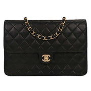 Chanel Black Lambskin Turnlock Medium Half Flap Shoulder Bag 196008