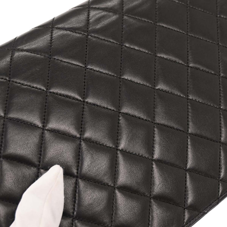 Chanel Black Lambskin Turnlock Medium Half Flap Shoulder Bag 196008