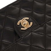 Chanel Black Lambskin Turnlock Medium Half Flap Shoulder Bag 196008