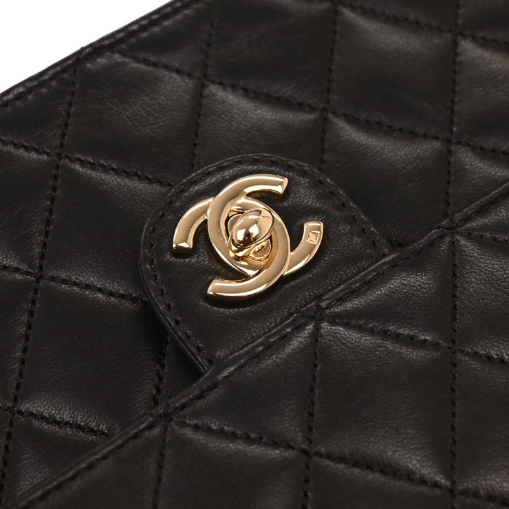 Chanel Black Lambskin Turnlock Medium Half Flap Shoulder Bag 196008