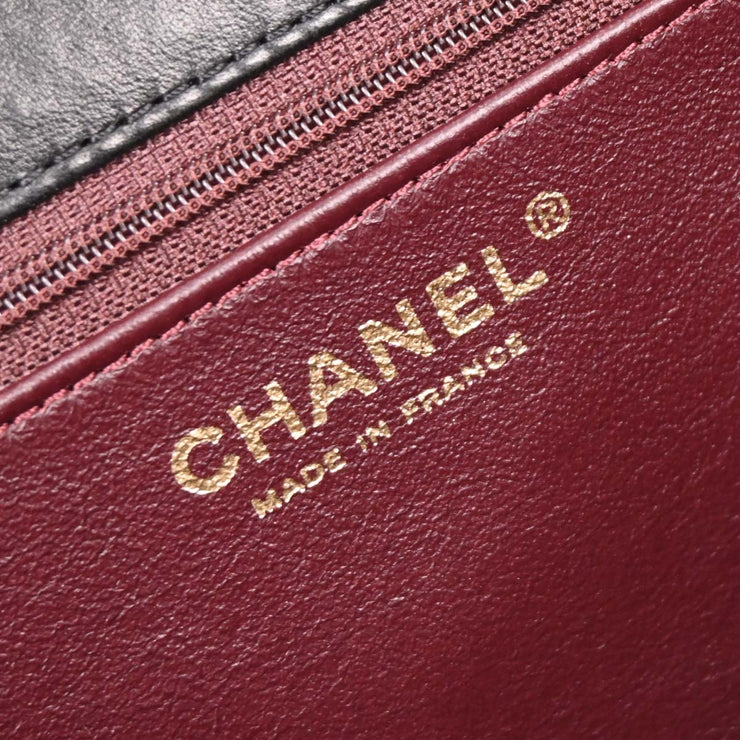 Chanel Black Lambskin Turnlock Medium Half Flap Shoulder Bag 196008