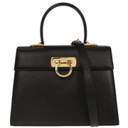 Salvatore Ferragamo Black Gancini 2way Handbag AF-21 2181 196010
