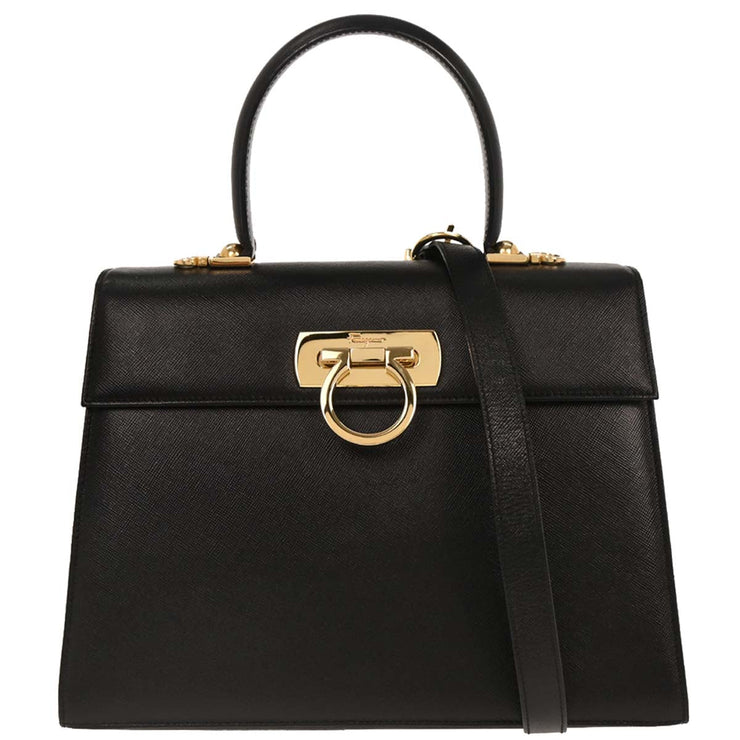 Salvatore Ferragamo Black Gancini 2way Handbag AF-21 2181 196010