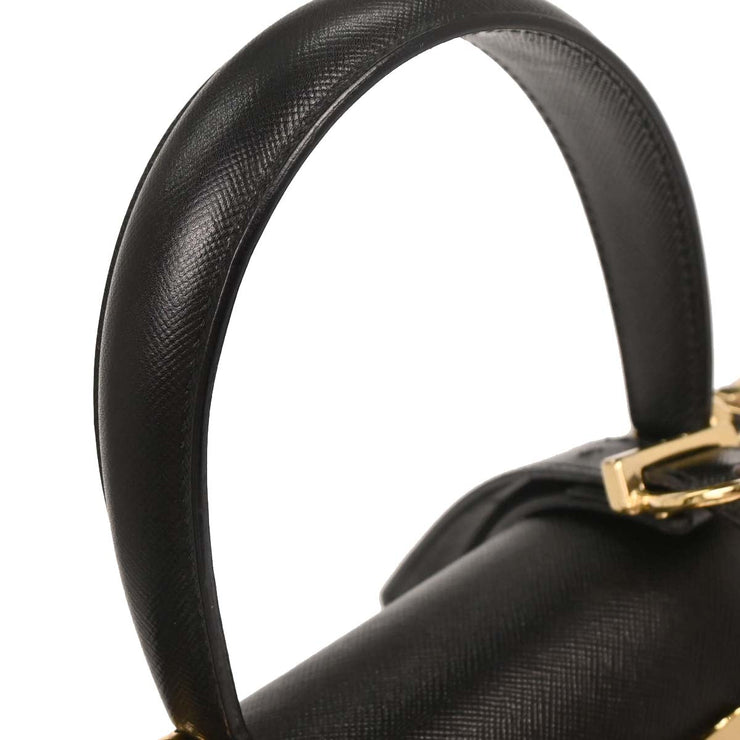 Salvatore Ferragamo Black Gancini 2way Handbag AF-21 2181 196010