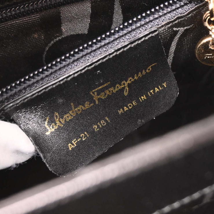 Salvatore Ferragamo Black Gancini 2way Handbag AF-21 2181 196010