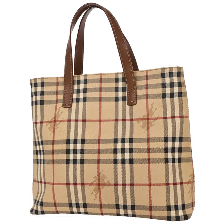 Burberry Beige PVC House Check Tote Handbag T-03-1 196027