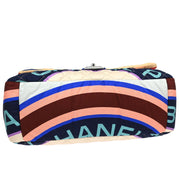 Chanel Light Blue Navy Satin XXL Quilted Printed Shoulder Bag 196030