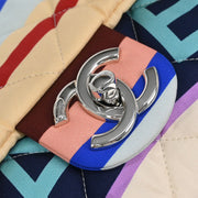 Chanel Light Blue Navy Satin XXL Quilted Printed Shoulder Bag 196030