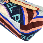 Chanel Light Blue Navy Satin XXL Quilted Printed Shoulder Bag 196030