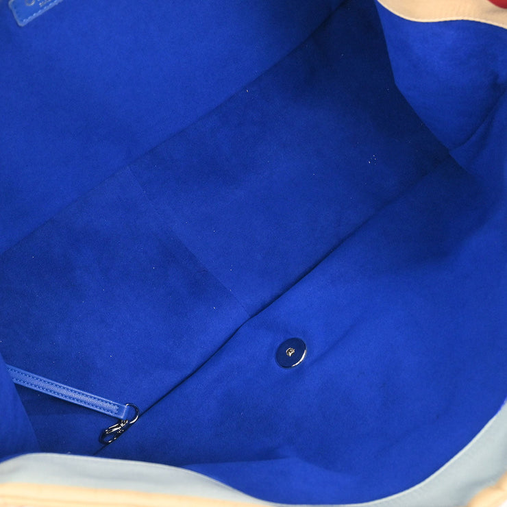 Chanel Light Blue Navy Satin XXL Quilted Printed Shoulder Bag 196030