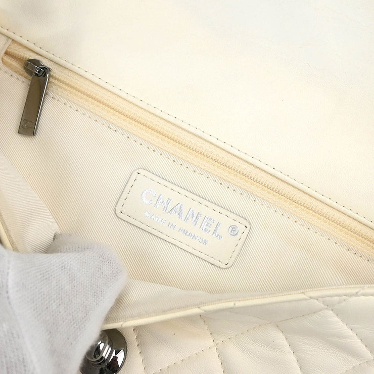 Chanel White Lambskin Hula Hoop Medium Handbag 196031