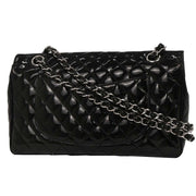 Chanel Black Patent Leather Secret Label Single Flap Shoulder Bag 196034