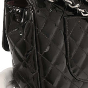 Chanel Black Patent Leather Secret Label Single Flap Shoulder Bag 196034