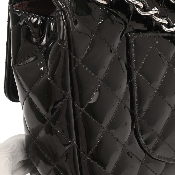 Chanel Black Patent Leather Secret Label Single Flap Shoulder Bag 196034