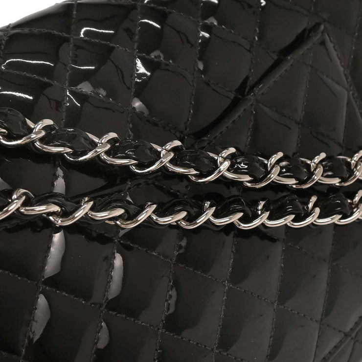 Chanel Black Patent Leather Secret Label Single Flap Shoulder Bag 196034