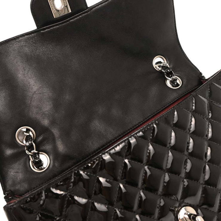 Chanel Black Patent Leather Secret Label Single Flap Shoulder Bag 196034