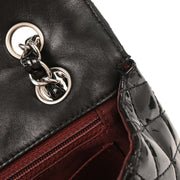 Chanel Black Patent Leather Secret Label Single Flap Shoulder Bag 196034