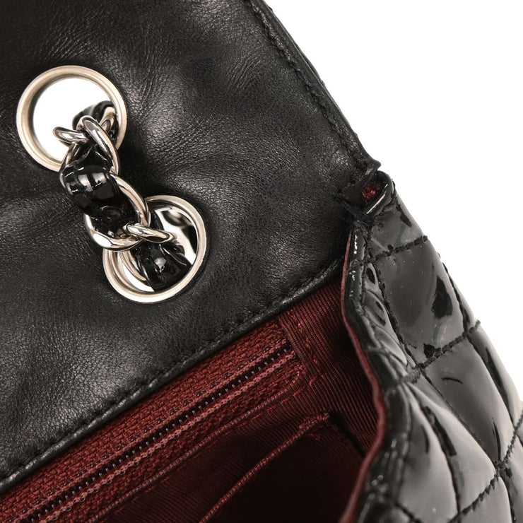 Chanel Black Patent Leather Secret Label Single Flap Shoulder Bag 196034