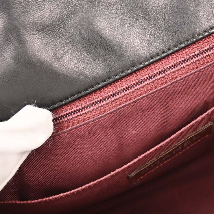 Chanel Black Patent Leather Secret Label Single Flap Shoulder Bag 196034