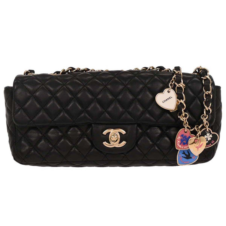 Chanel Black Lambskin Valentine East West Shoulder Bag 196036