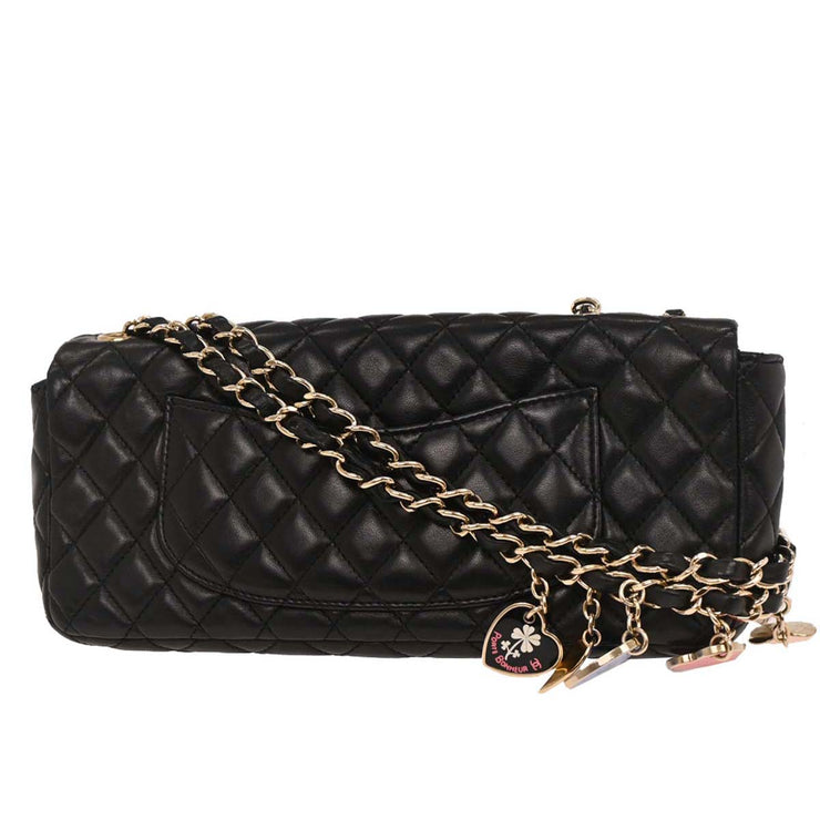 Chanel Black Lambskin Valentine East West Shoulder Bag 196036