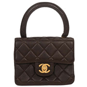 Chanel Brown Lambskin Top Handle Handbag 196039