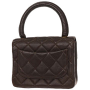 Chanel Brown Lambskin Top Handle Handbag 196039