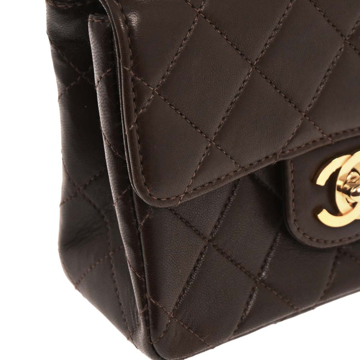 Chanel Brown Lambskin Top Handle Handbag 196039