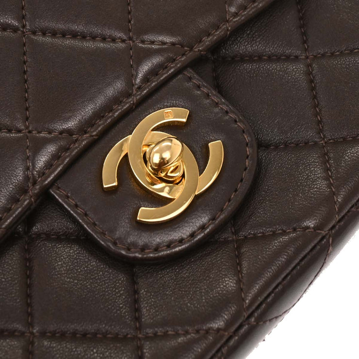 Chanel Brown Lambskin Top Handle Handbag 196039