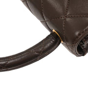 Chanel Brown Lambskin Top Handle Handbag 196039