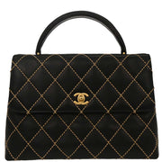 Chanel Black Calfskin Wild Stitch Top Handle Handbag 196042