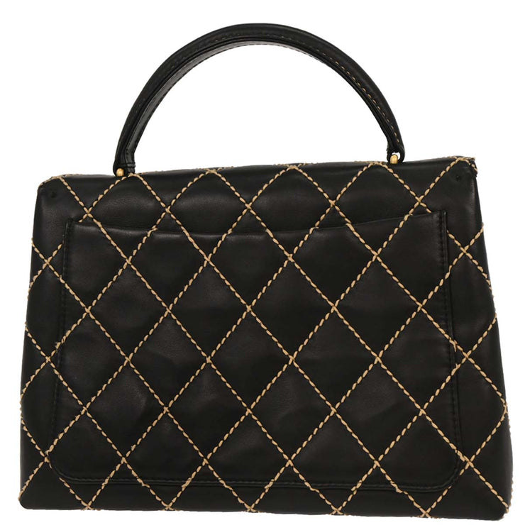 Chanel Black Calfskin Wild Stitch Top Handle Handbag 196042