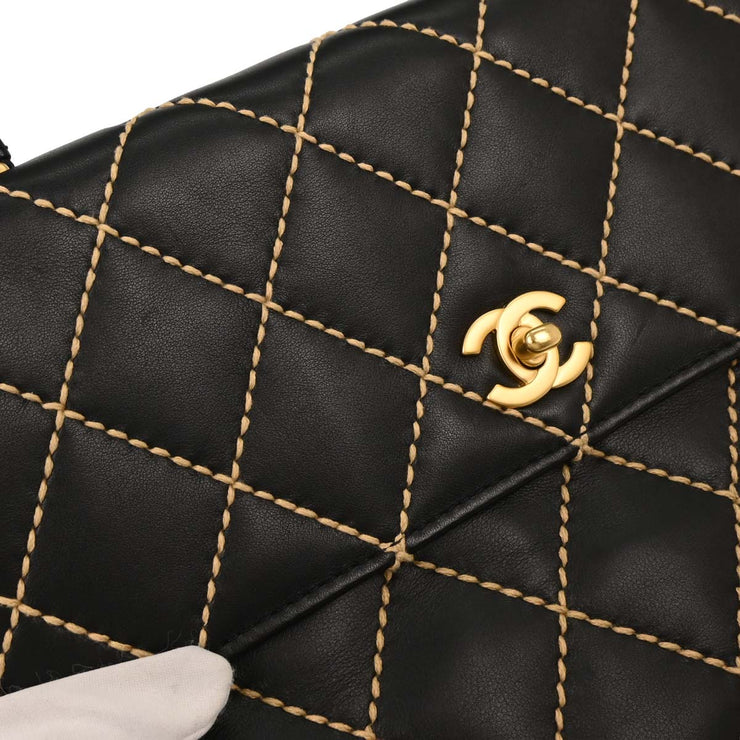 Chanel Black Calfskin Wild Stitch Top Handle Handbag 196042