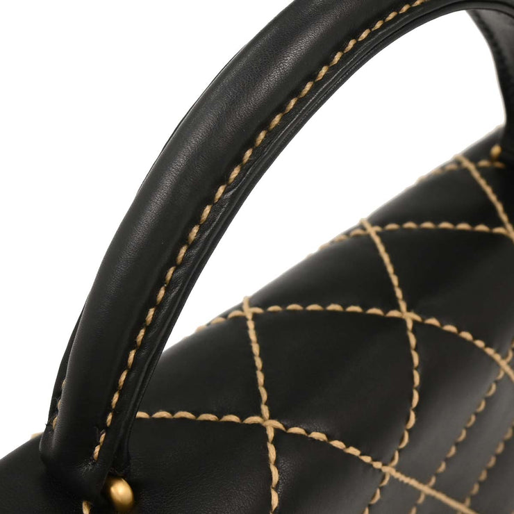 Chanel Black Calfskin Wild Stitch Top Handle Handbag 196042