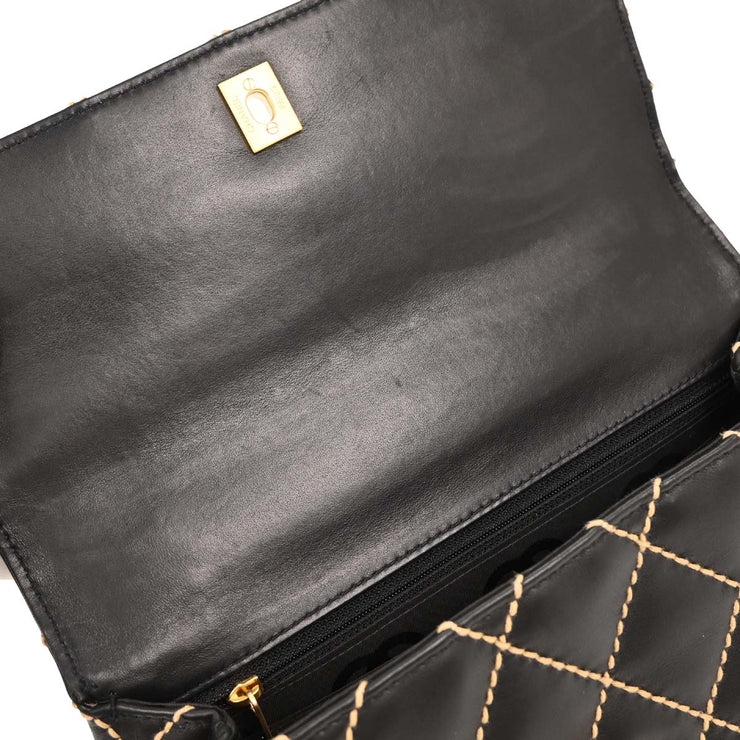 Chanel Black Calfskin Wild Stitch Top Handle Handbag 196042