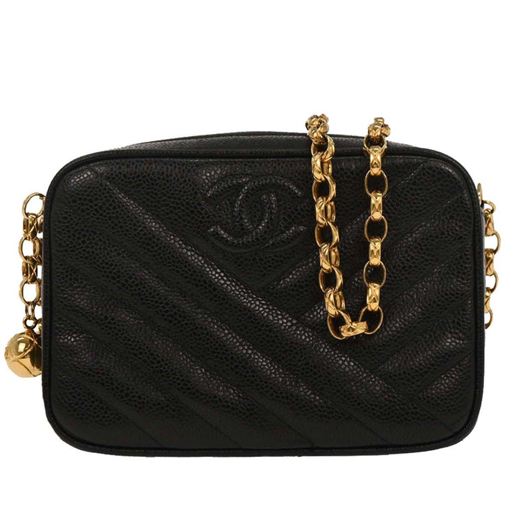 Chanel Black Calfskin Bias Stitch Camera Bag Mini 196045