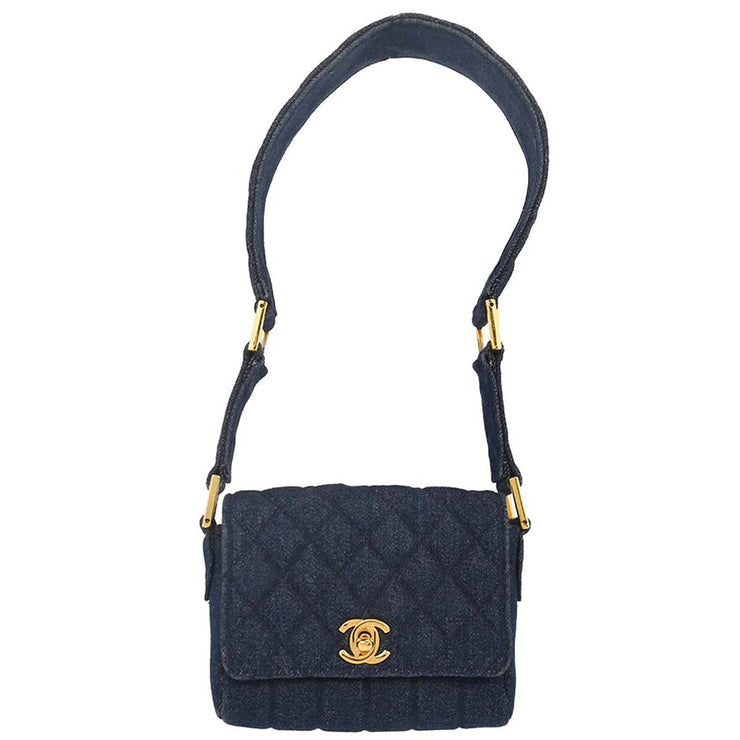 Chanel Blue Denim Straight Flap Shoulder Bag 196048
