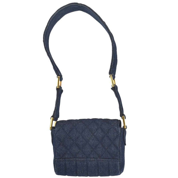 Chanel Blue Denim Straight Flap Shoulder Bag 196048