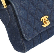 Chanel Blue Denim Straight Flap Shoulder Bag 196048