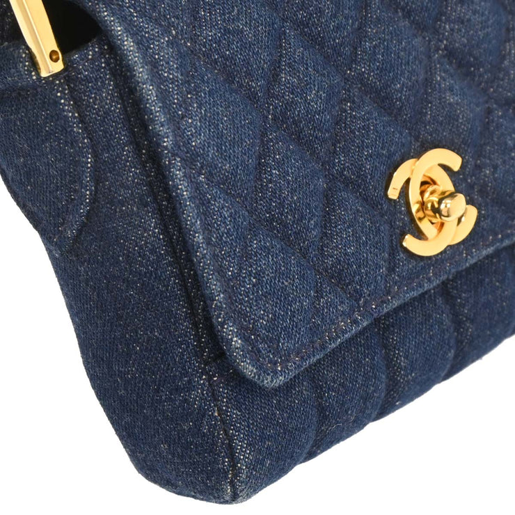 Chanel Blue Denim Straight Flap Shoulder Bag 196048