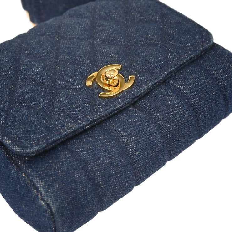 Chanel Blue Denim Straight Flap Shoulder Bag 196048