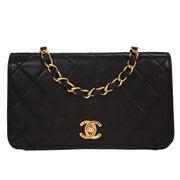 Chanel Black Lambskin Turnlock Mini Full Flap Shoulder Bag 196056