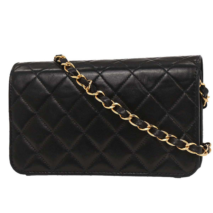 Chanel Black Lambskin Turnlock Mini Full Flap Shoulder Bag 196056
