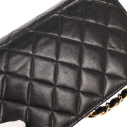 Chanel Black Lambskin Turnlock Mini Full Flap Shoulder Bag 196056