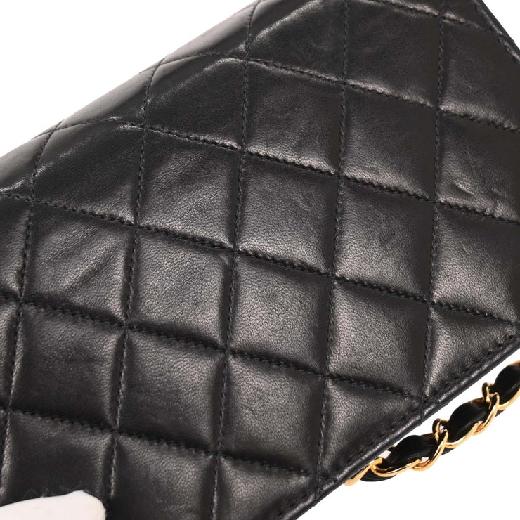 Chanel Black Lambskin Turnlock Mini Full Flap Shoulder Bag 196056
