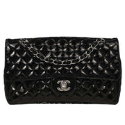 Chanel Black Patent Leather Secret Label Single Flap Shoulder Bag 196064
